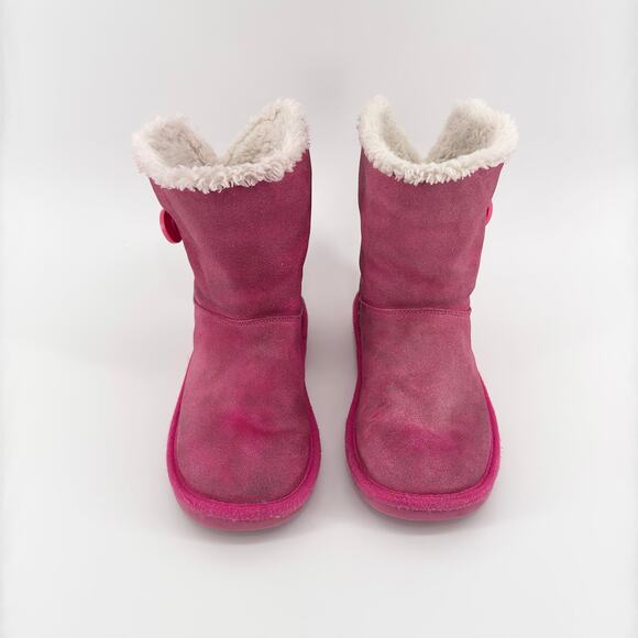 Koolaburra by UGG Girls Pink Button Short Boots Size 1 Faux Fur Lined Winter - Picture 10 of 10